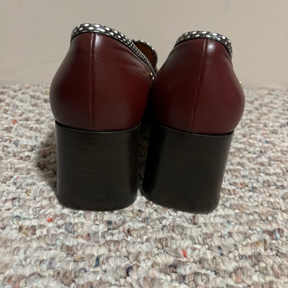 Tory Burch 55mm Studded Loafer Block Heel Slip On Royal Burgundy- Size 10 - Picture 7 of 12